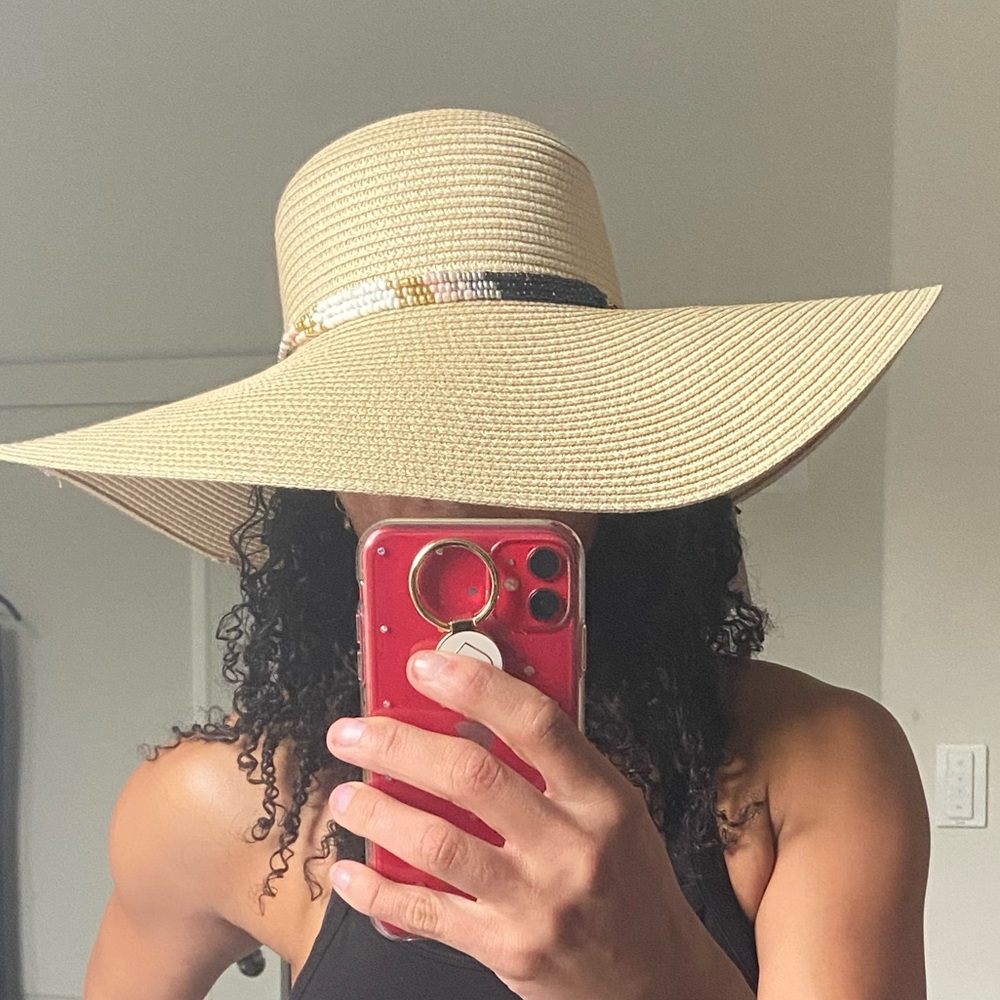 🆕 Anthropologie Bead-Trimmed Paper Sun Hat - Picture 3 of 7